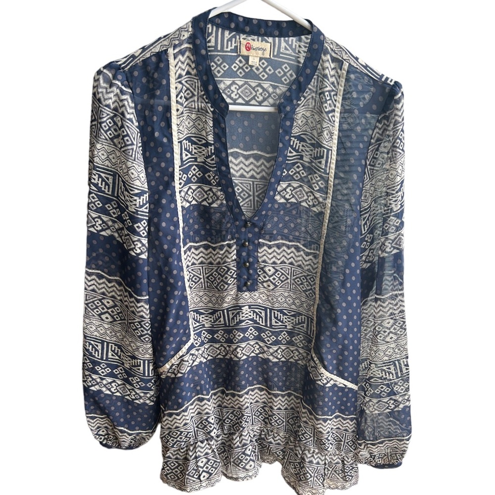 Navy/Cream Blouse Lg